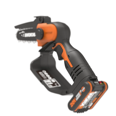 Worx 20V 12cm bezvadu kompaktās klases ķēdes zāģis WG324E ar akumulatoru