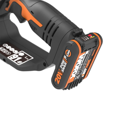 Worx 20V 12cm bezvadu kompaktās klases ķēdes zāģis WG324E ar akumulatoru