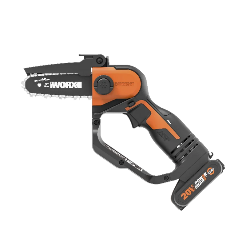 Worx 20V 12cm bezvadu kompaktās klases ķēdes zāģis WG324E ar akumulatoru