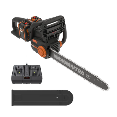 Worx 40V 40cm bezvadu bezsuku ķēdes zāģis WG385E ar akumulatoru un lādētāju