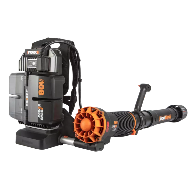 Worx 80V PowerShare bezsuku muguras gaisa pūtējs WG572E ar akumulatoriem