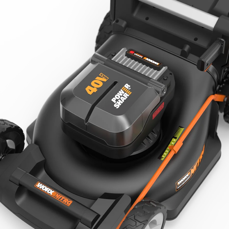 Worx  bezsuku stumjamais zāles pļāvējs ar akumulatoru 46cm 40V 2x4Ah WG743E