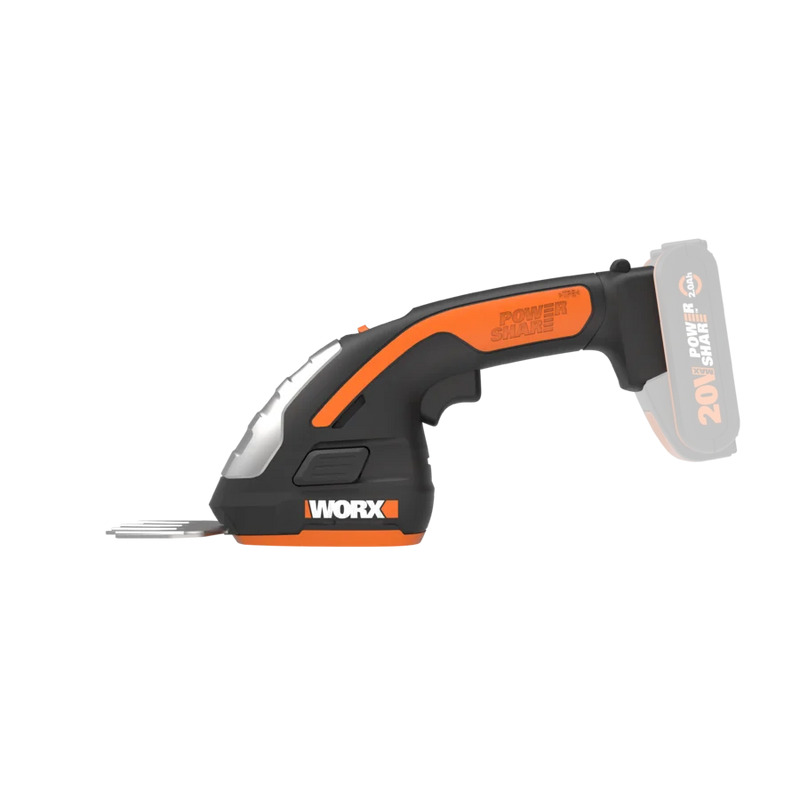 Worx 20V bezvadu 3-in-1 ZEN zāles un krūmu šķēres WG801E.9, bez akumulatora un lādētāja