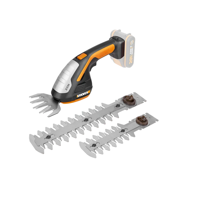 Worx 20V bezvadu 3-in-1 ZEN zāles un krūmu šķēres WG801E.9, bez akumulatora un lādētāja