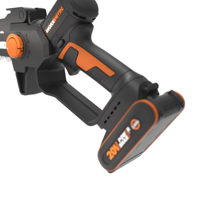 Worx 20V 12cm bezvadu kompaktās klases ķēdes zāģis WG325E ar akumulatoru