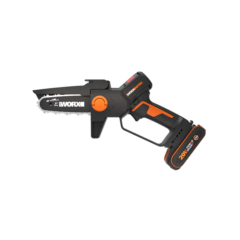 Worx 20V 12cm bezvadu kompaktās klases ķēdes zāģis WG325E ar akumulatoru