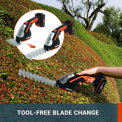 Worx 20V bezvadu 3-in-1 ZEN zāles un krūmu šķēres WG801E.9, bez akumulatora un lādētāja